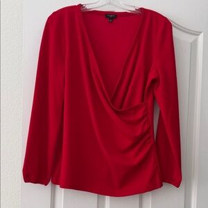 Talbots Red Draped Blouse